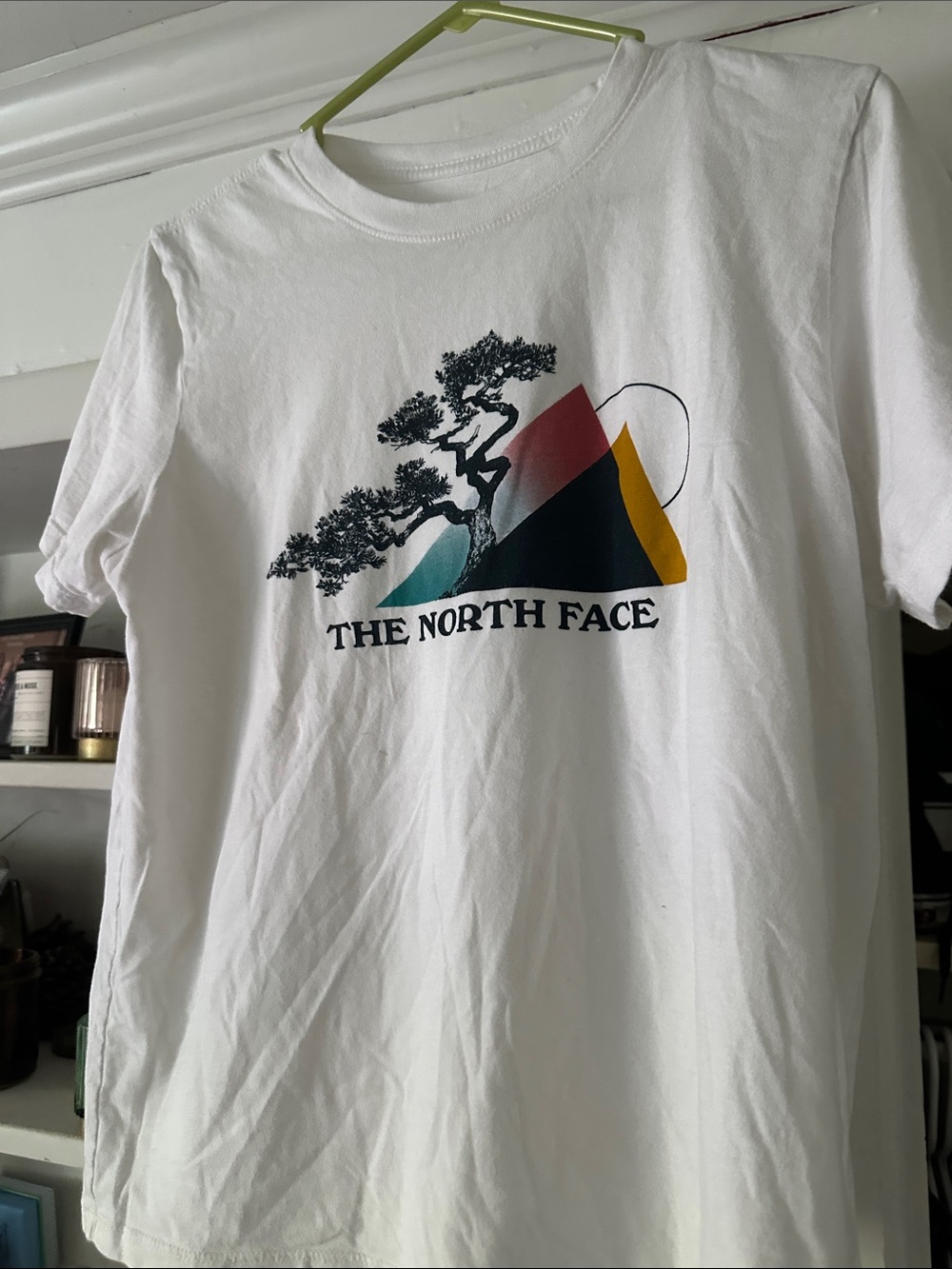 The North Face White Tee with Multicolor Mountain Graphic
